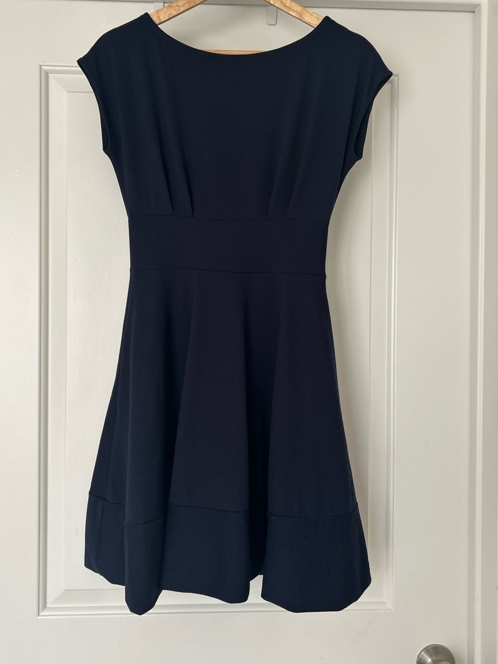kate spade Dark Navy Fit-and-Flare Cap-Sleeve Dress With Gold Zipper, XS